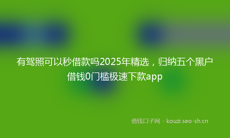 有驾照可以秒借款吗2025年精选，归纳五个黑户借钱0门槛极速下款app