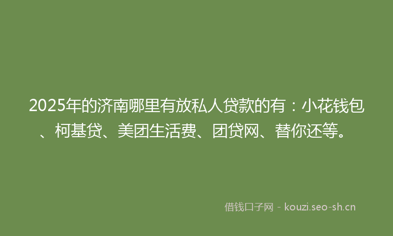 2025年的济南哪里有放私人贷款的有：小花钱包、柯基贷、美团生活费、团贷网、替你还等。