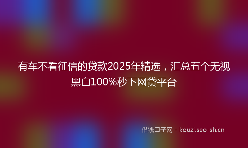 有车不看征信的贷款2025年精选，汇总五个无视黑白100%秒下网贷平台