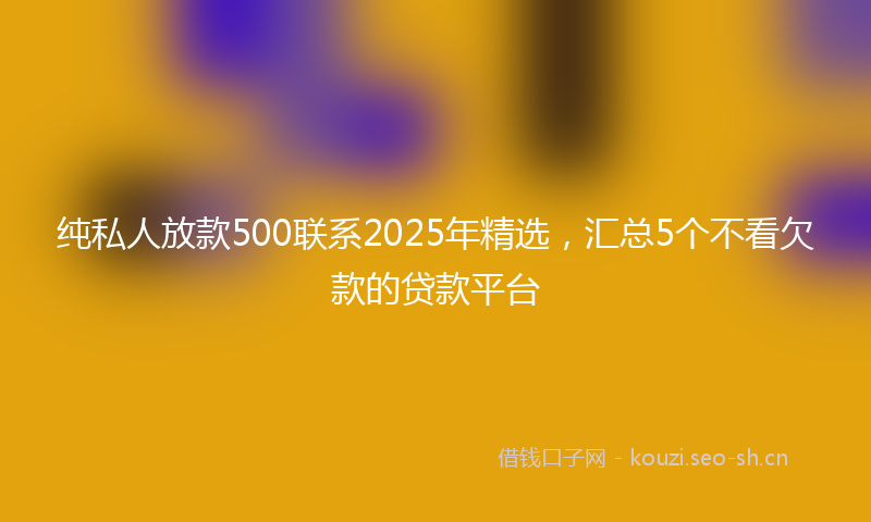 纯私人放款500联系2025年精选，汇总5个不看欠款的贷款平台
