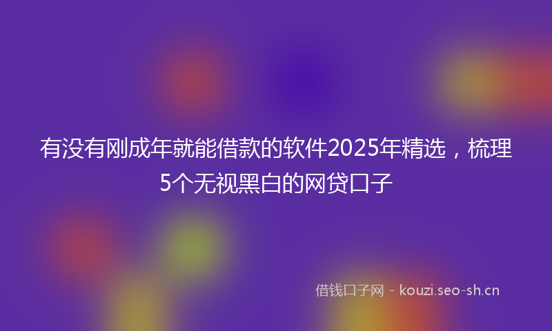 有没有刚成年就能借款的软件2025年精选，梳理5个无视黑白的网贷口子