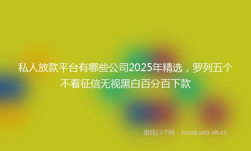 私人放款平台有哪些公司2025年精选，罗列五个不看征信无视黑白百分百下款