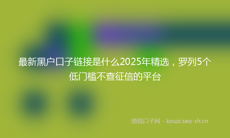 最新黑户口子链接是什么2025年精选，罗列5个低门槛不查征信的平台