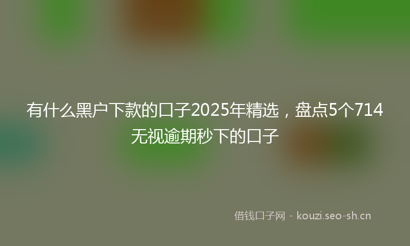 有什么黑户下款的口子2025年精选，盘点5个714无视逾期秒下的口子