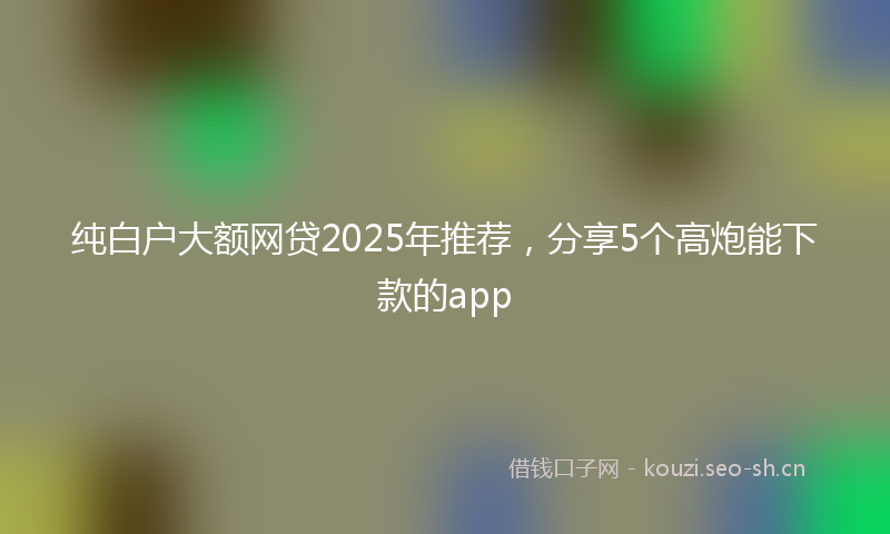 纯白户大额网贷2025年推荐，分享5个高炮能下款的app