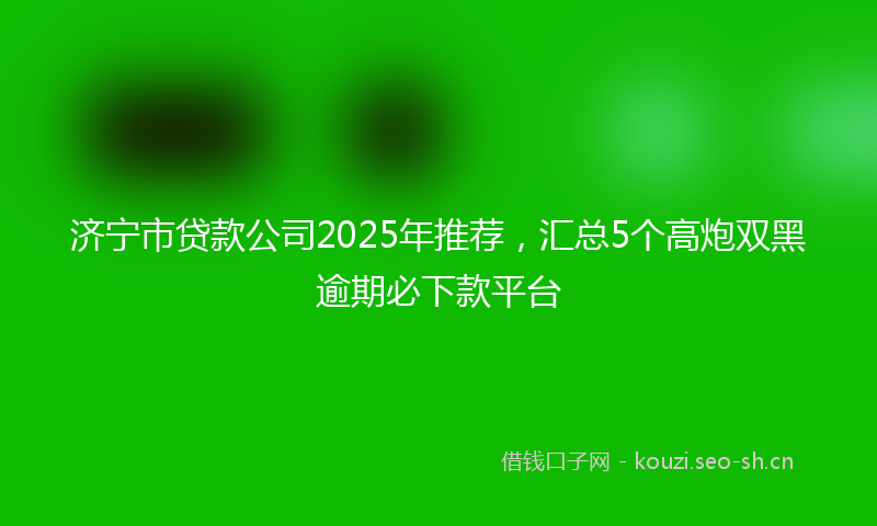 济宁市贷款公司2025年推荐，汇总5个高炮双黑逾期必下款平台