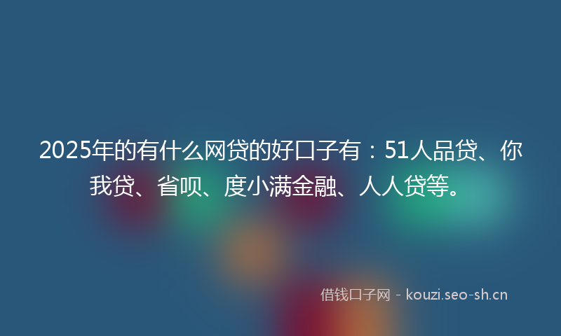 2025年的有什么网贷的好口子有：51人品贷、你我贷、省呗、度小满金融、人人贷等。