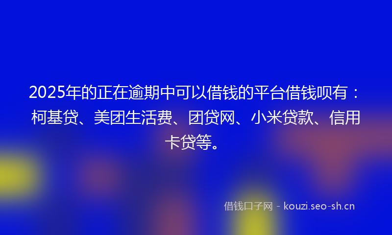 2025年的正在逾期中可以借钱的平台借钱呗有：柯基贷、美团生活费、团贷网、小米贷款、信用卡贷等。