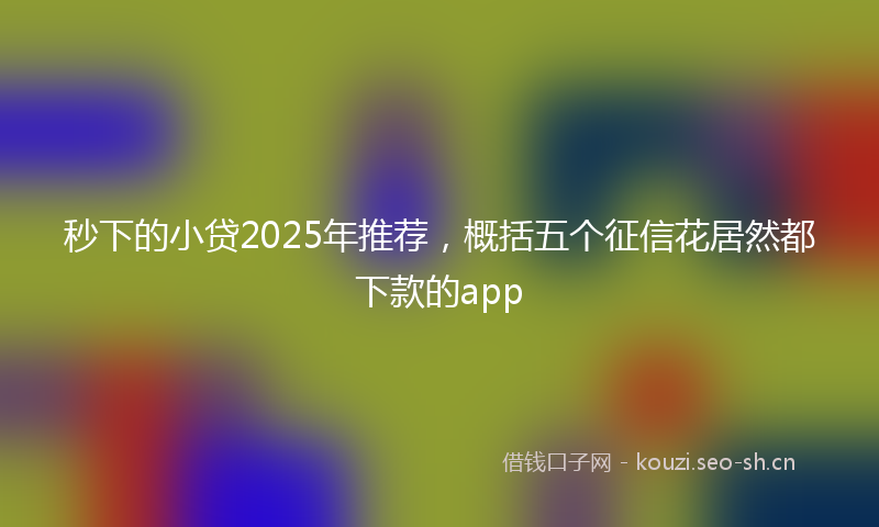 秒下的小贷2025年推荐，概括五个征信花居然都下款的app
