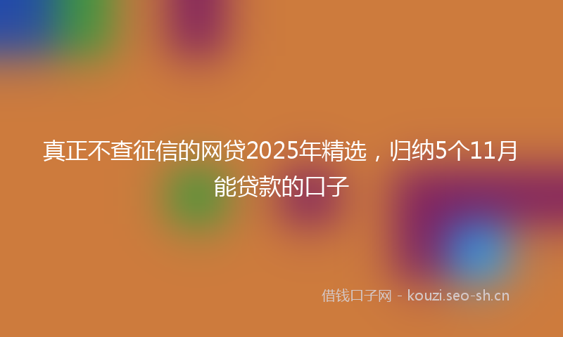 真正不查征信的网贷2025年精选，归纳5个11月能贷款的口子