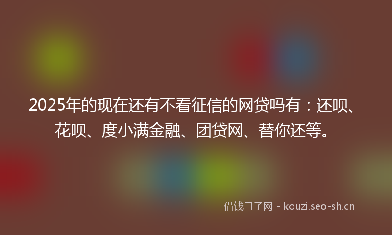 2025年的现在还有不看征信的网贷吗有：还呗、花呗、度小满金融、团贷网、替你还等。