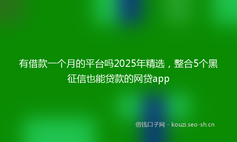 有借款一个月的平台吗2025年精选，整合5个黑征信也能贷款的网贷app