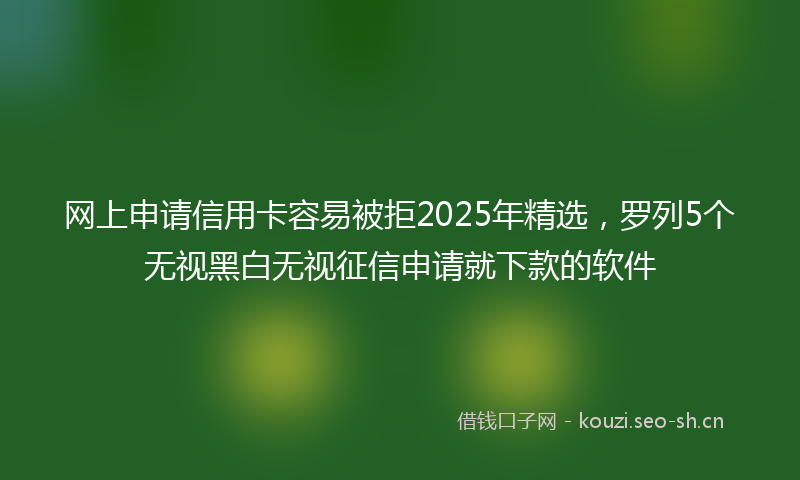 网上申请信用卡容易被拒2025年精选，罗列5个无视黑白无视征信申请就下款的软件
