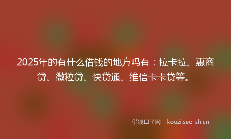 2025年的有什么借钱的地方吗有：拉卡拉、惠商贷、微粒贷、快贷通、维信卡卡贷等。