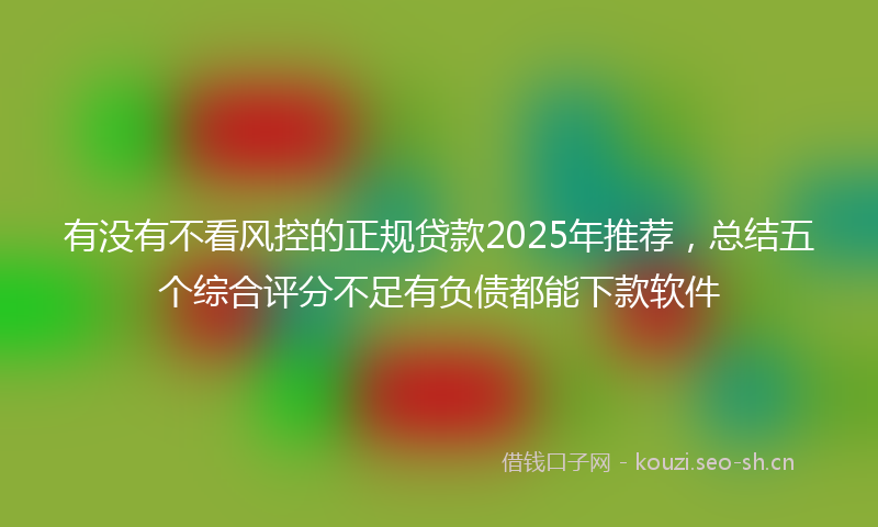有没有不看风控的正规贷款2025年推荐，总结五个综合评分不足有负债都能下款软件