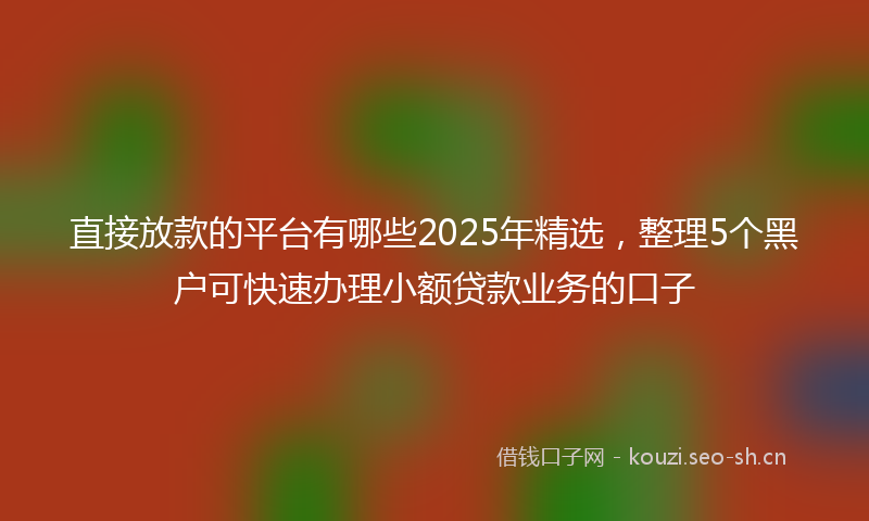 直接放款的平台有哪些2025年精选，整理5个黑户可快速办理小额贷款业务的口子