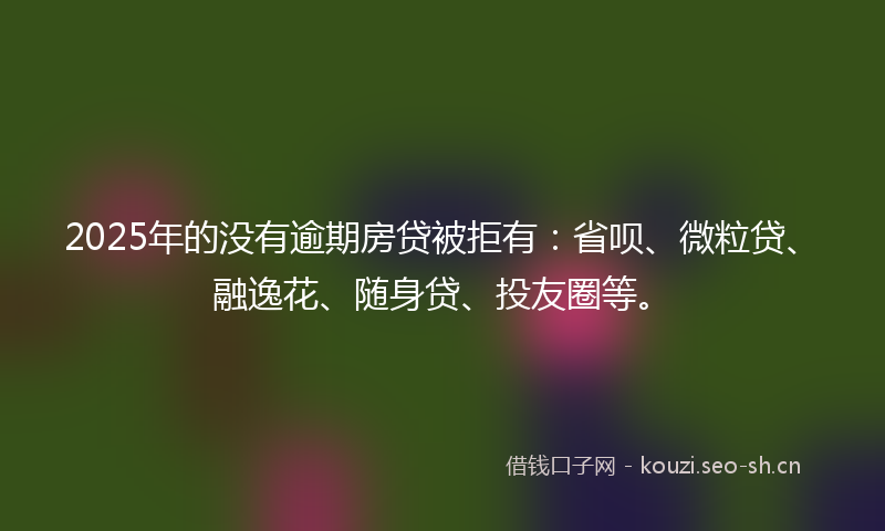 2025年的没有逾期房贷被拒有：省呗、微粒贷、融逸花、随身贷、投友圈等。