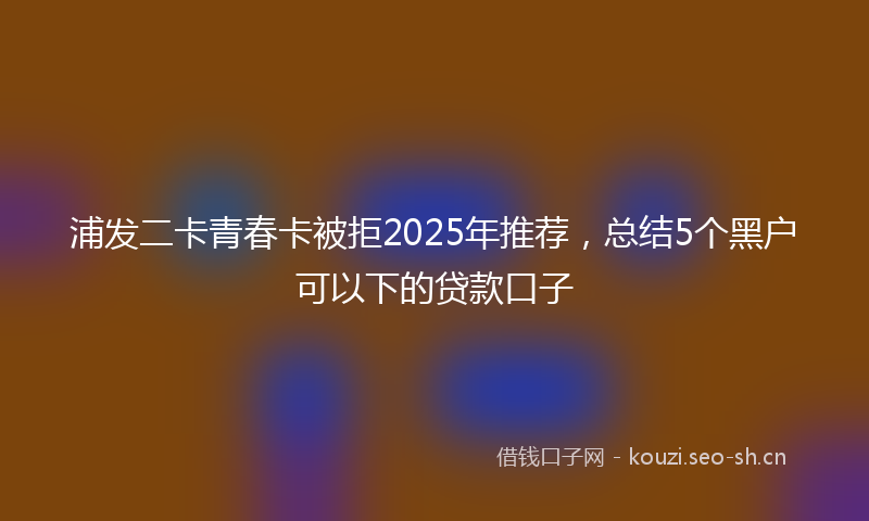 浦发二卡青春卡被拒2025年推荐，总结5个黑户可以下的贷款口子