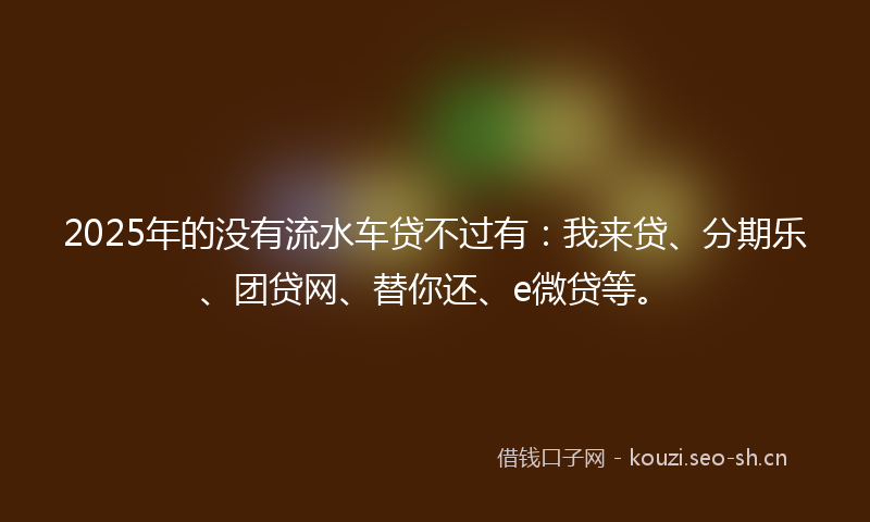 2025年的没有流水车贷不过有：我来贷、分期乐、团贷网、替你还、e微贷等。