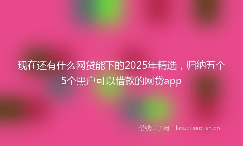 现在还有什么网贷能下的2025年精选，归纳五个5个黑户可以借款的网贷app