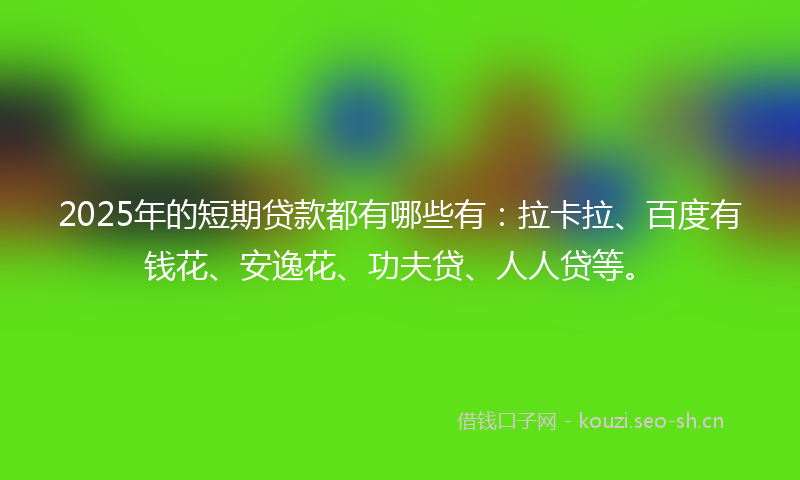2025年的短期贷款都有哪些有：拉卡拉、百度有钱花、安逸花、功夫贷、人人贷等。