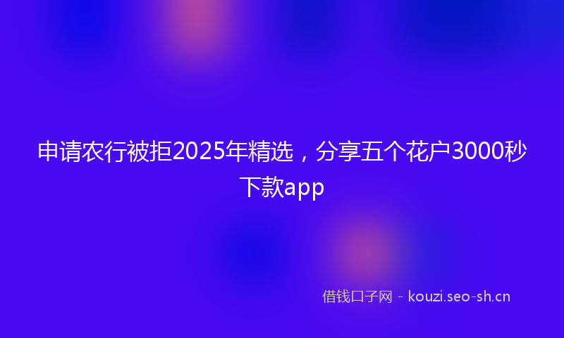 申请农行被拒2025年精选，分享五个花户3000秒下款app