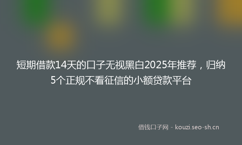 短期借款14天的口子无视黑白2025年推荐，归纳5个正规不看征信的小额贷款平台