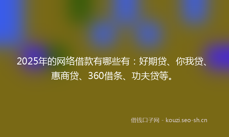 2025年的网络借款有哪些有：好期贷、你我贷、惠商贷、360借条、功夫贷等。