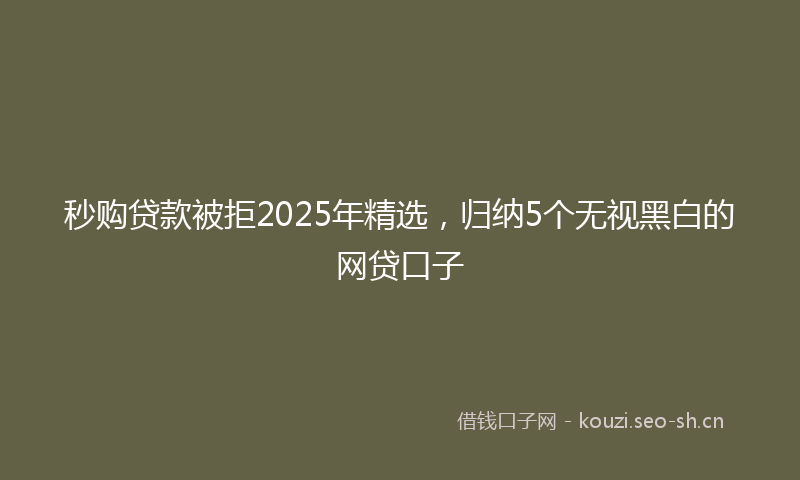 秒购贷款被拒2025年精选，归纳5个无视黑白的网贷口子