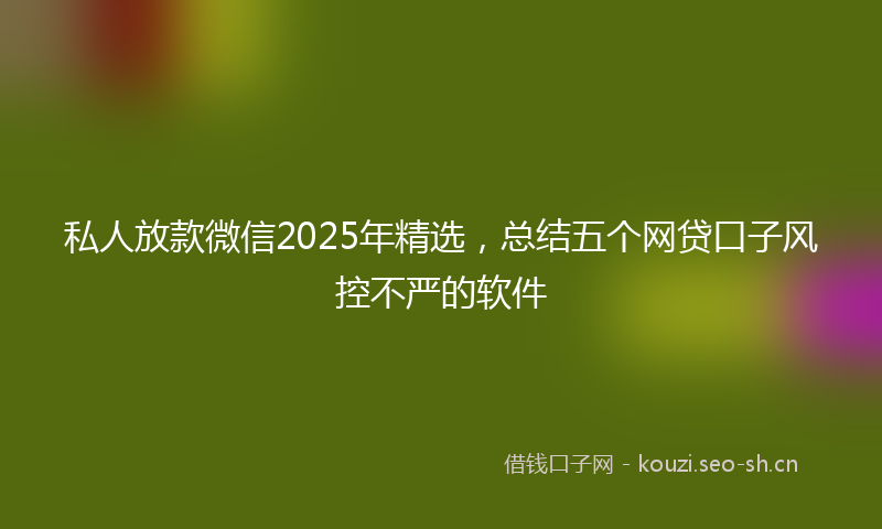 私人放款微信2025年精选，总结五个网贷口子风控不严的软件