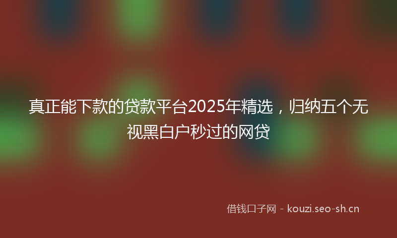 真正能下款的贷款平台2025年精选，归纳五个无视黑白户秒过的网贷