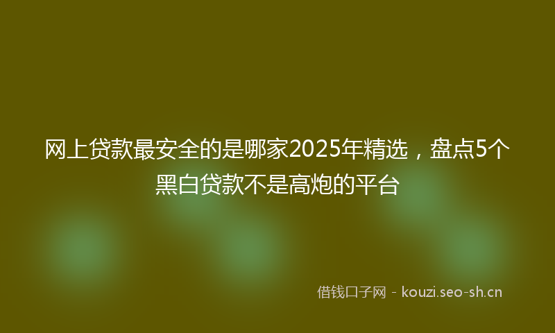 网上贷款最安全的是哪家2025年精选，盘点5个黑白贷款不是高炮的平台