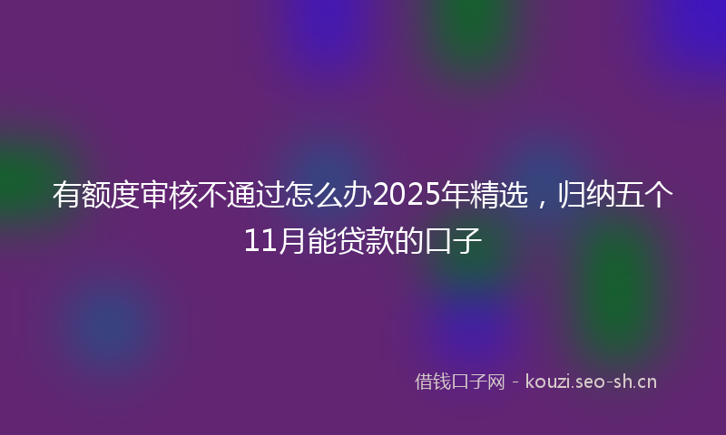 有额度审核不通过怎么办2025年精选，归纳五个11月能贷款的口子