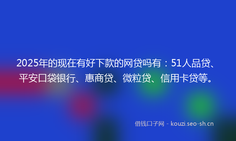 2025年的现在有好下款的网贷吗有：51人品贷、平安口袋银行、惠商贷、微粒贷、信用卡贷等。