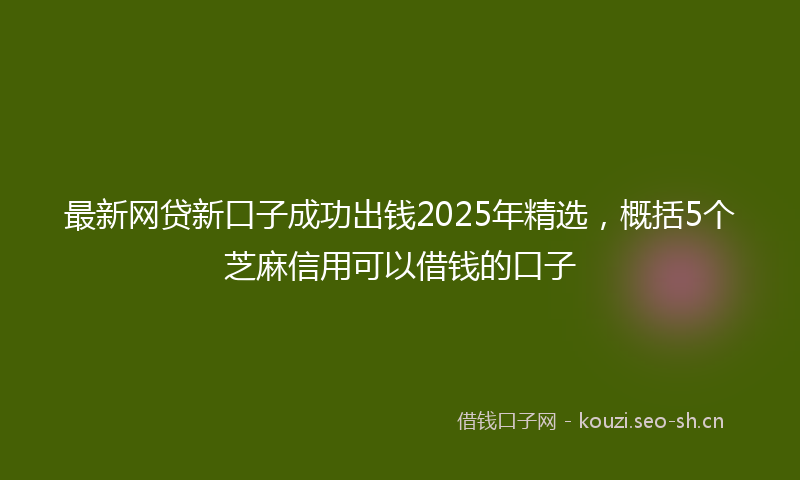 最新网贷新口子成功出钱2025年精选，概括5个芝麻信用可以借钱的口子