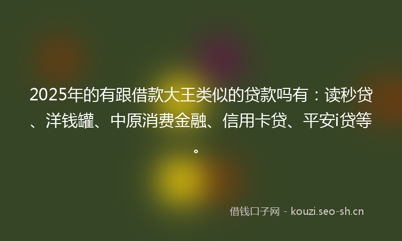 2025年的有跟借款大王类似的贷款吗有：读秒贷、洋钱罐、中原消费金融、信用卡贷、平安i贷等。