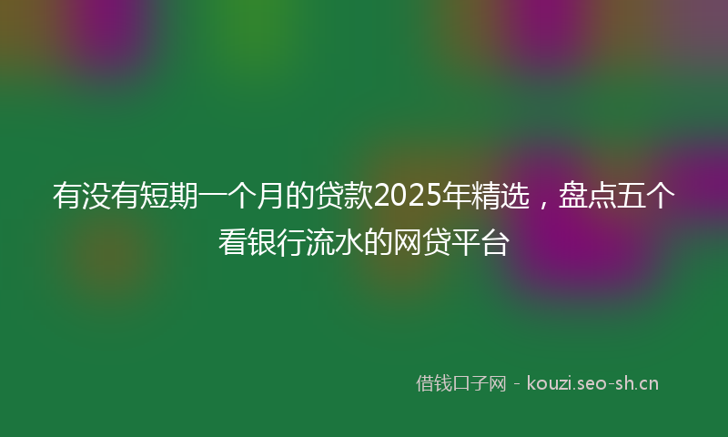 有没有短期一个月的贷款2025年精选，盘点五个看银行流水的网贷平台