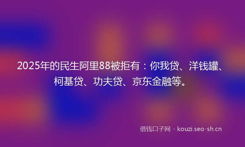 2025年的民生阿里88被拒有:你我贷、洋钱罐、柯基贷、功夫贷、京东金融等。