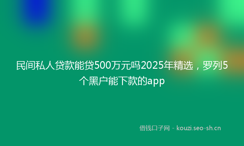 民间私人贷款能贷500万元吗2025年精选，罗列5个黑户能下款的app