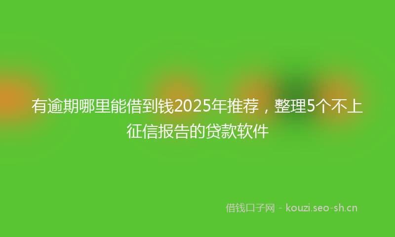有逾期哪里能借到钱2025年推荐，整理5个不上征信报告的贷款软件