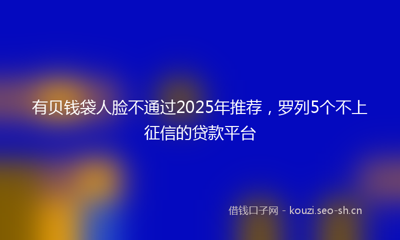 有贝钱袋人脸不通过2025年推荐，罗列5个不上征信的贷款平台