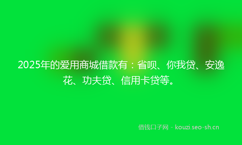 2025年的爱用商城借款有：省呗、你我贷、安逸花、功夫贷、信用卡贷等。