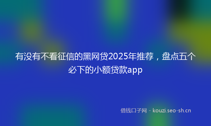 有没有不看征信的黑网贷2025年推荐，盘点五个必下的小额贷款app