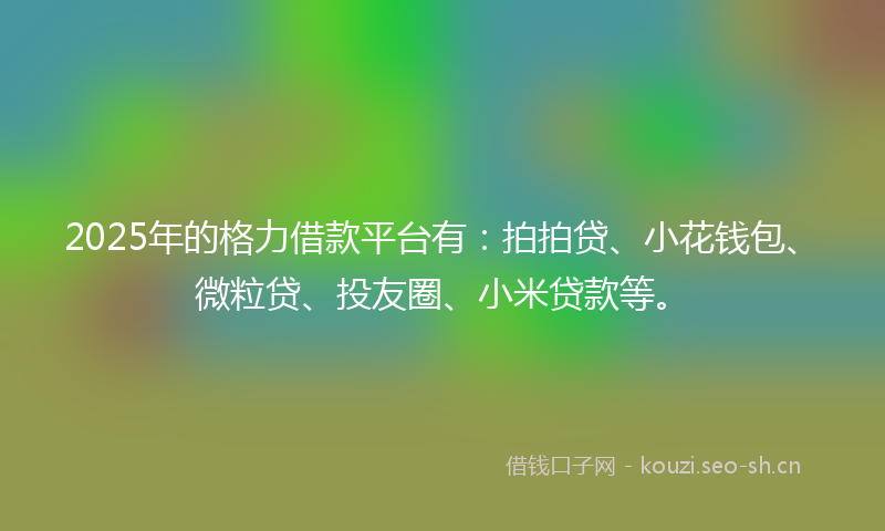 2025年的格力借款平台有：拍拍贷、小花钱包、微粒贷、投友圈、小米贷款等。