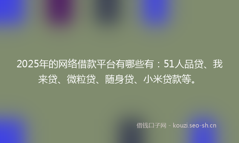 2025年的网络借款平台有哪些有：51人品贷、我来贷、微粒贷、随身贷、小米贷款等。