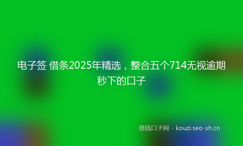 电子签 借条2025年精选，整合五个714无视逾期秒下的口子
