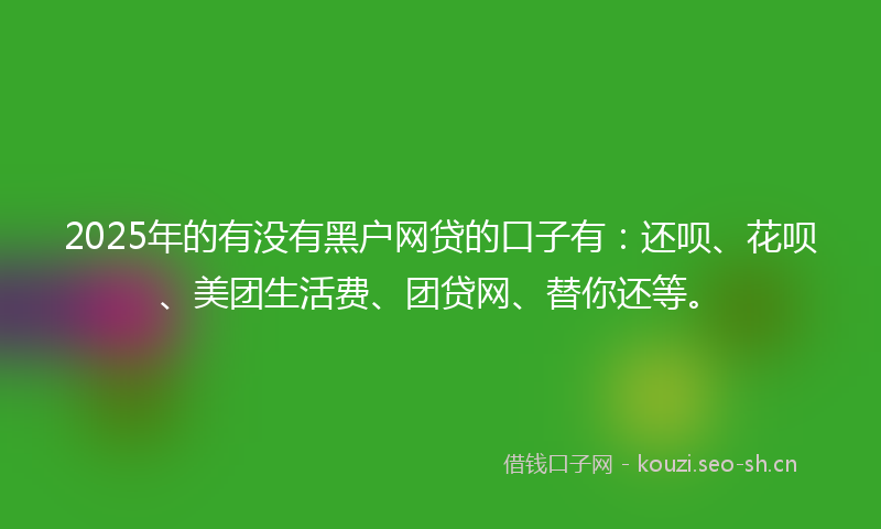 2025年的有没有黑户网贷的口子有：还呗、花呗、美团生活费、团贷网、替你还等。