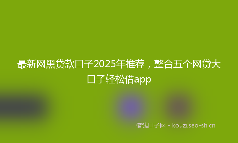 最新网黑贷款口子2025年推荐，整合五个网贷大口子轻松借app