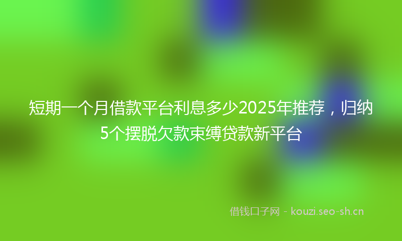 短期一个月借款平台利息多少2025年推荐，归纳5个摆脱欠款束缚贷款新平台