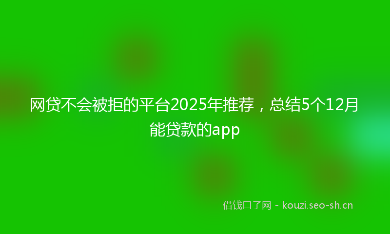 网贷不会被拒的平台2025年推荐，总结5个12月能贷款的app